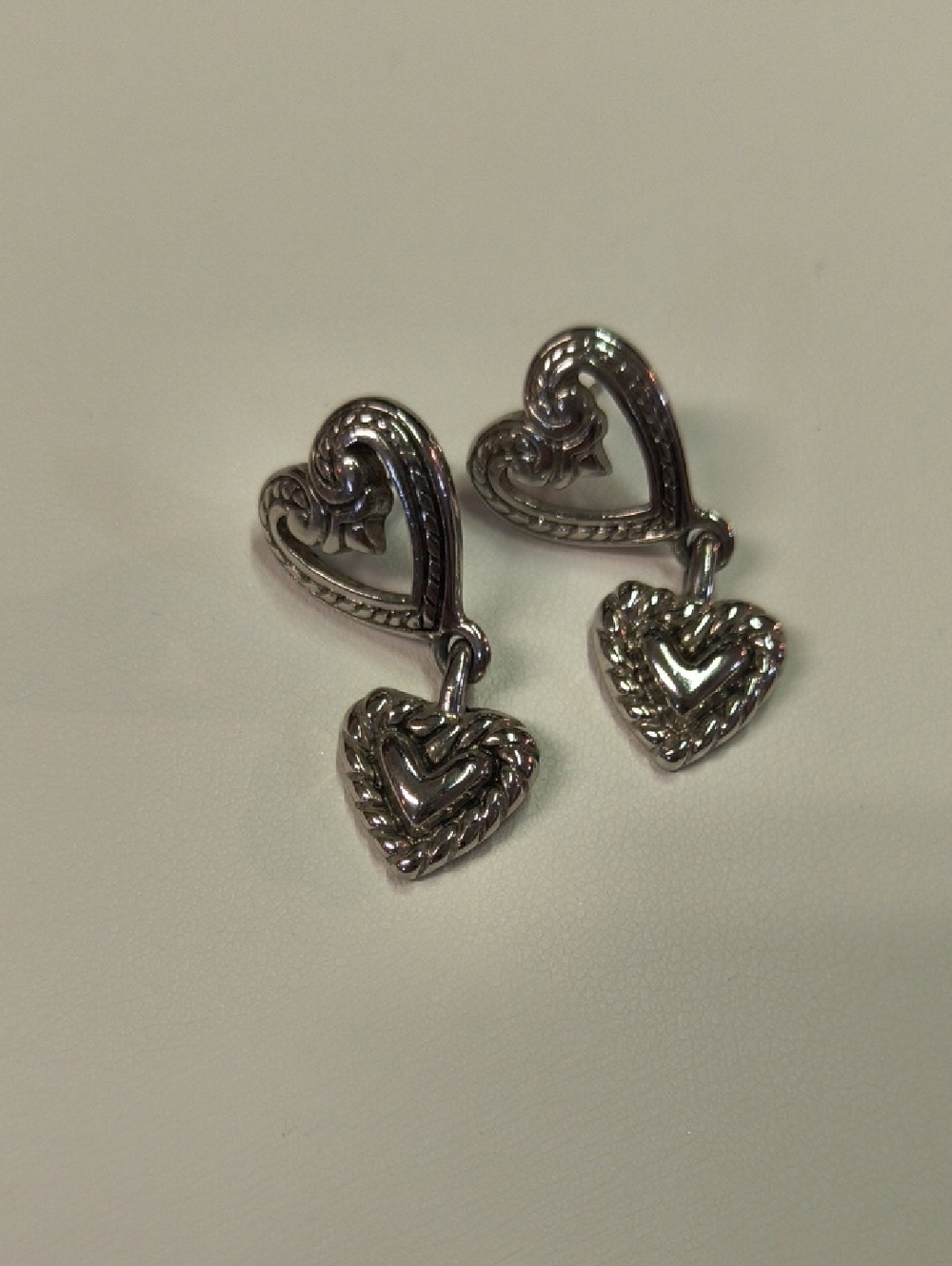 Brighton Heart Drop Silver Earrings - Elegant Women Jewelry GUC.